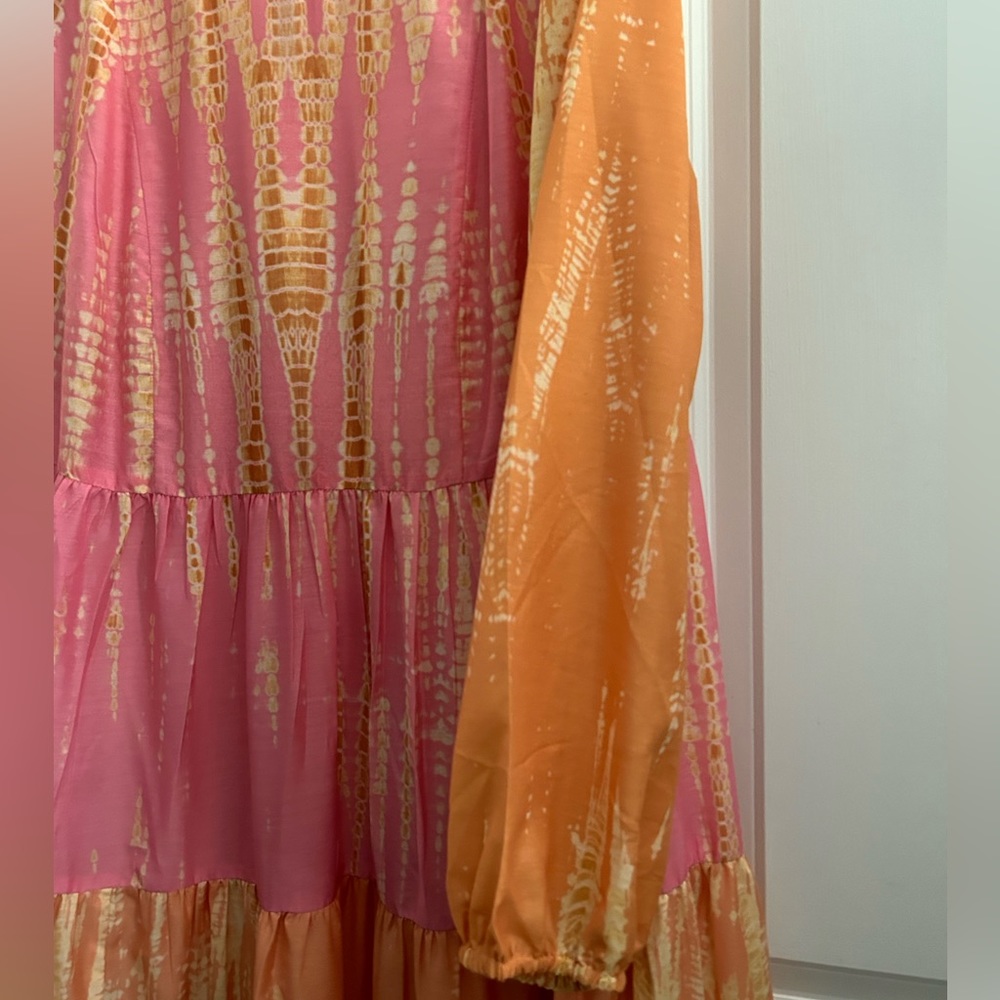 Anthropologie Pink, Yellow & Light Blue Tiered Maxi Dress - Picture 11 of 14